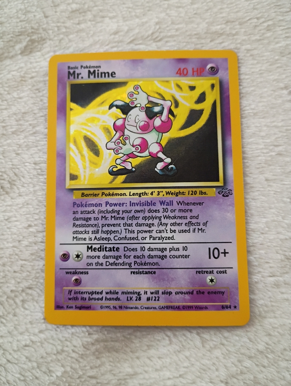Vintage Pokemon Mr. Mime Holographic Trading Card 6/64